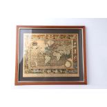 Framed Decorative Map from an Original Engraving by Moses Pitt 1681