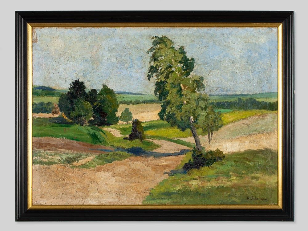 Oil Painting “Hilly Landscape”, E. Ankermann, Germany, c. 1920  Oil on canvas Germany, around 1920 - Image 2 of 7