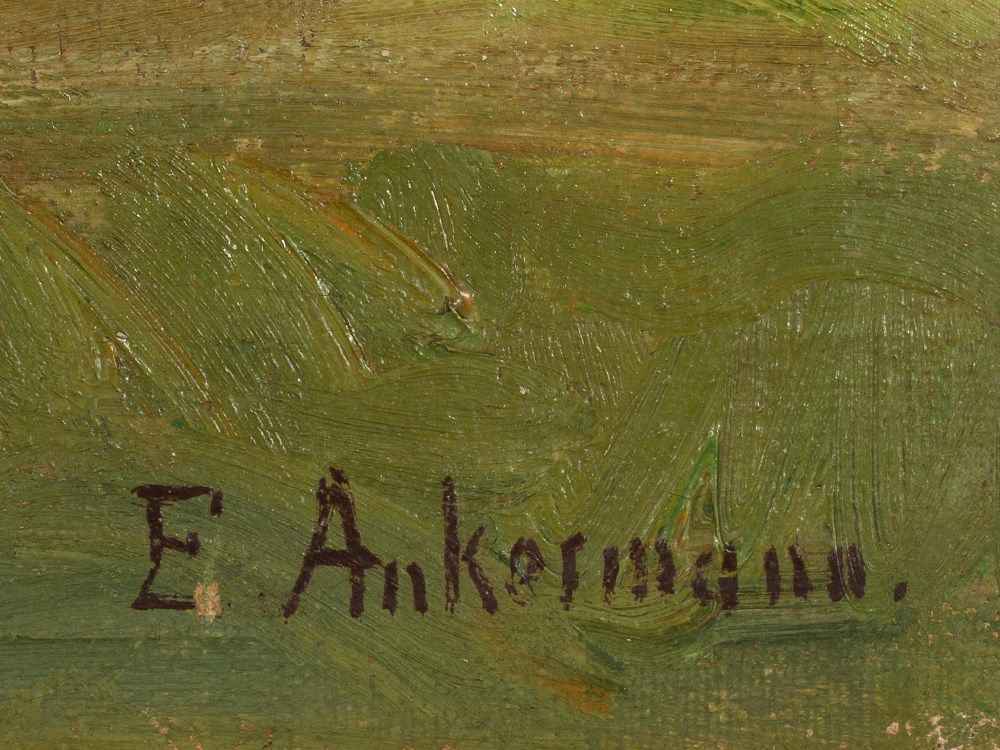 Oil Painting “Hilly Landscape”, E. Ankermann, Germany, c. 1920  Oil on canvas Germany, around 1920 - Image 4 of 7