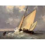 Abraham I Hulk, attr., Oil on Canvas, Seascape, Late 19th C.  Oil on canvas  Presumably Netherlands,