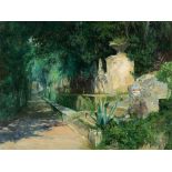 Atmospheric Garden Landscape, Oil Painting, Italy, circa 1900  Oil on canvas, laid down on board