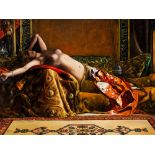 Herrmann von Point, Oil Painting with Odalisque, Late 20th C.  Oil on board  Germany, late 20th