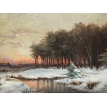 Oil Painting ‘Winter Landscape‘, Florentine Frame, 19th/20th C  Oil on canvas Germany, 19th/20th