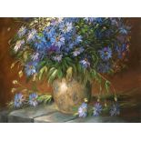 Oil Painting “Bouquet of Asters”, 20th Century  Oil on canvas 20th Century Signed lower right