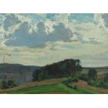 Oil painting "Picturesque hills" by Willy Ter Hell, around 1930  Oil on wood Germany, around 1930