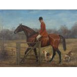 J. Gordon, Oil Painting, Rider with Hounds, England, c. 1900  Oil on wood England, c. 1900 J. Gordon