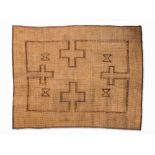 A Tuareg Carpet, Geometrical Décor, NW Africa, 1st H. 20th C.  Handwoven dwarf palm fibers and