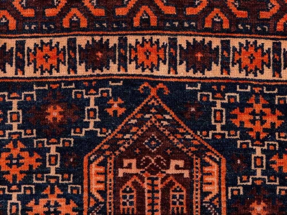 Baluch with Stylized Mosques, Afghanistan, circa 1960  Wool on wool Afghanistan, circa 1960 Knot - Image 4 of 12