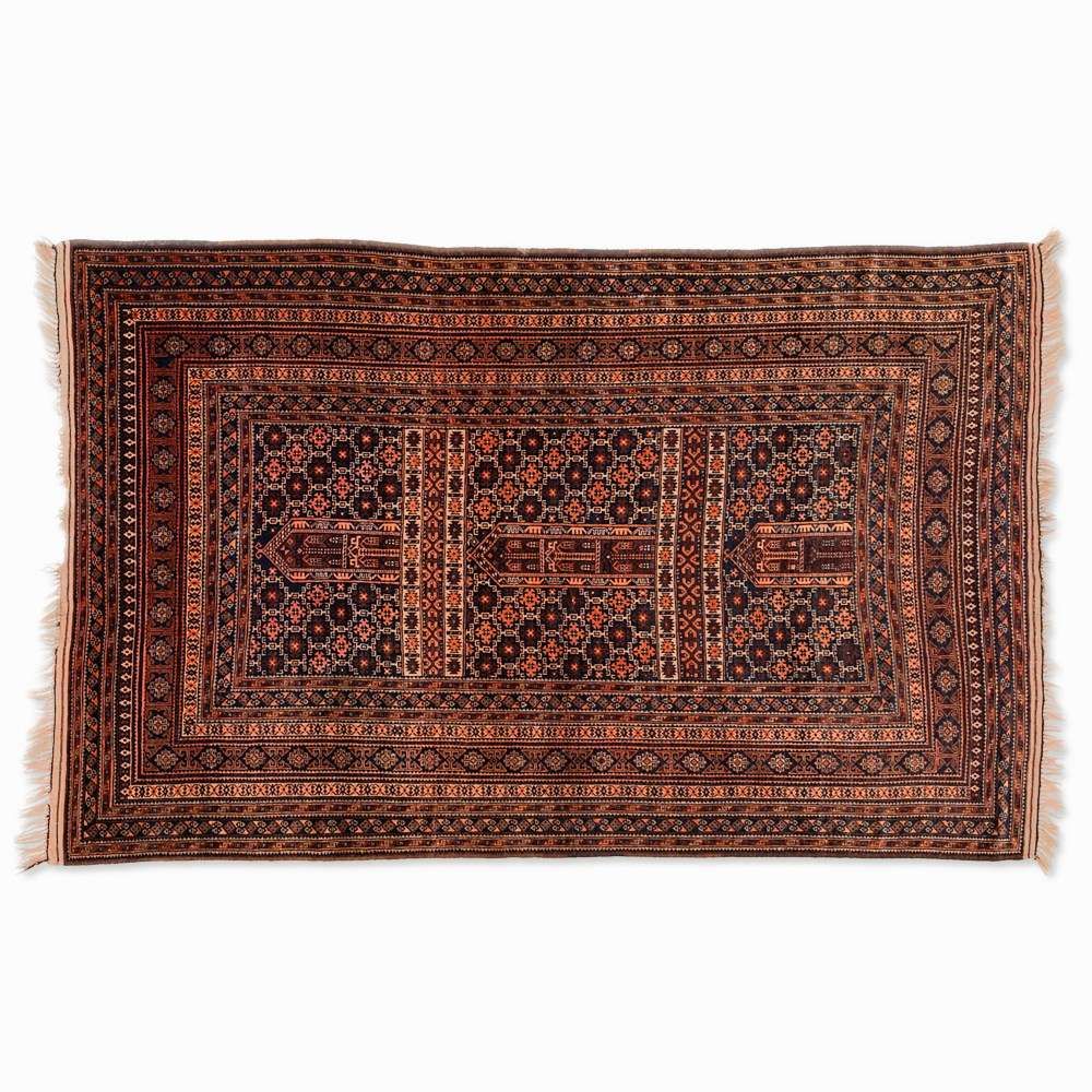 Baluch with Stylized Mosques, Afghanistan, circa 1960  Wool on wool Afghanistan, circa 1960 Knot - Image 12 of 12