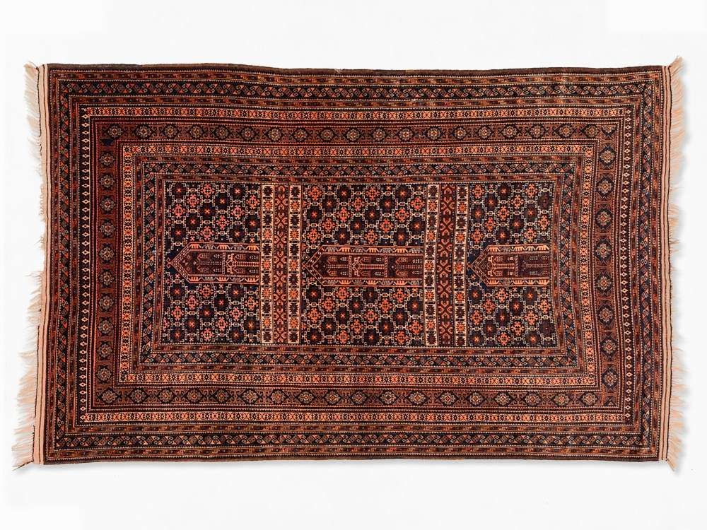 Baluch with Stylized Mosques, Afghanistan, circa 1960  Wool on wool Afghanistan, circa 1960 Knot