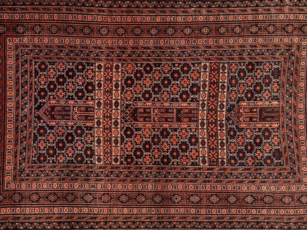 Baluch with Stylized Mosques, Afghanistan, circa 1960  Wool on wool Afghanistan, circa 1960 Knot - Image 2 of 12