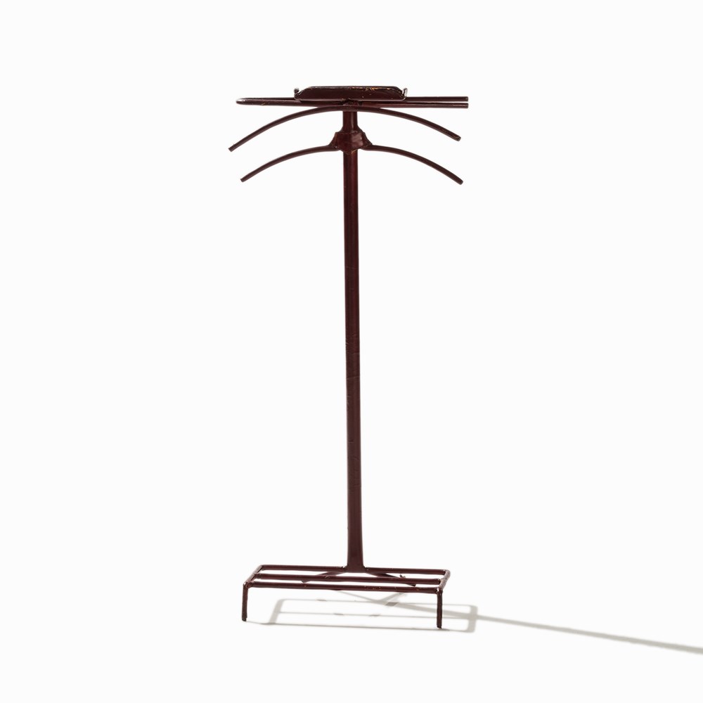 Jacques Adnet, Valet Stand, France, c. 1950  Metal, wine-red leather France, c. 1950 Design: Jacques - Image 9 of 9