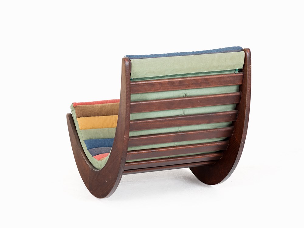 Verner Panton, ‘Relaxer 2 Chair’, Rosenthal, Germany, 1974  Wood, channeled multicolored cushions - Image 5 of 6