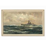 Claus Bergen (1885-1964), Heavy Cruiser, Oil Painting, 1957  Oil on canvas Germany, 1957 Claus