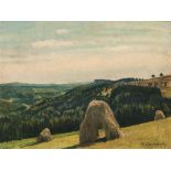 Max Clarenbach (1880-1952), Straw Bales in Sauerland, c. 1920  Oil on paper, laid down on wood