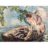 Edward Cucuel (1875-1954), Two Ladies in a Boat, Oil Painting  Oil on canvas Germany, early 20th