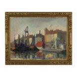 Kees Maks (1876-1967), Harbor Scene, Painting, c. 1950s  Oil on canvas, laid down on fibreboard