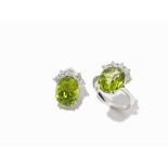 White Gold Ring and Pendant, 2 Peridots and 10 Diamonds, 14 K  14 karat white gold Europe, 2nd