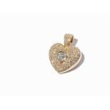 Heart Shape Pendant, 111 Diamonds of c. 7.85 Ct, Finest Quality  750 white and yellow gold Europe,