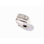 Diamond Ring of 14 Karat White Gold, approx. 0.35 Ct, 1970s   14 karat gold  Europe, 1970s