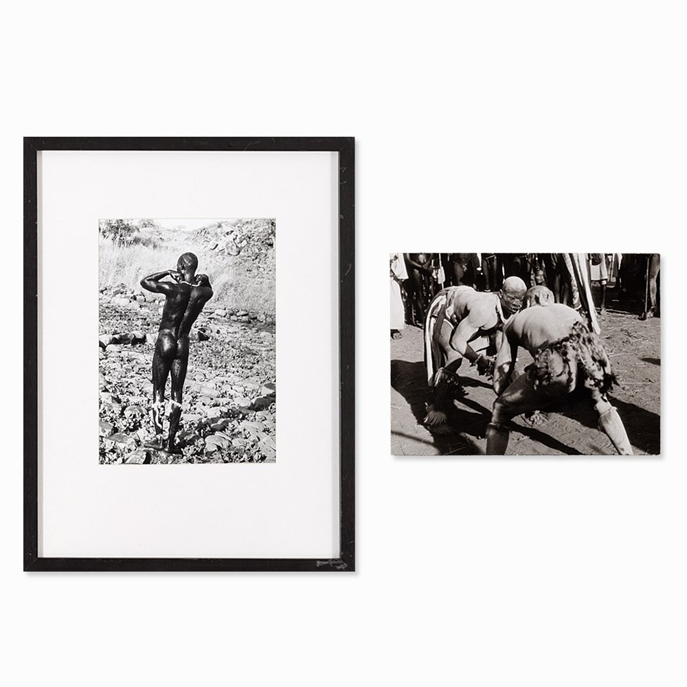 Leni Riefenstahl, Nuba Man/Fight, Vintage Prints, c. 1965/75  2 vintage gelatin silver prints on - Image 13 of 13