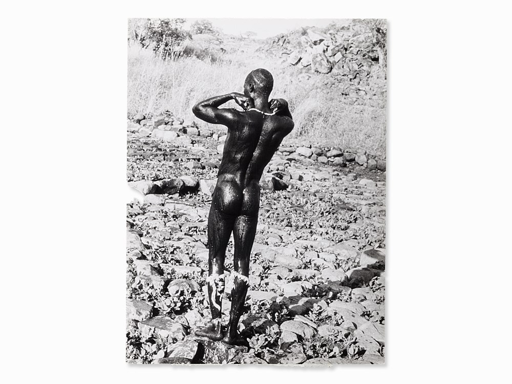 Leni Riefenstahl, Nuba Man/Fight, Vintage Prints, c. 1965/75  2 vintage gelatin silver prints on - Image 8 of 13