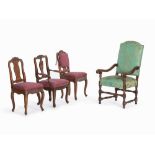 4 Chairs, Baroque Style, Walnut, 18th/ 19th C.  Walnut Presumably Germany, 18th/19th century Baroque