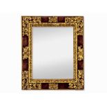 Mirror in Baroque Style, Carved & Partly Gilt, Spain, 19th C.  Wooden frame, carved elements,