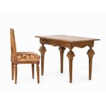 Louis XVI, Table with Chair, Oak, Germany, c. 1800   Oak, solid wood, lathed and cut, softwood