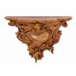 Rococo, Magnificent Console, presumably France, Mid-18th C.  Wood, cut, polychrome and gold