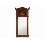 Biedermeier Wall Mirror, Mahogany, Germany, c. 1820  Mahogany, veneered, mirror glass, brass