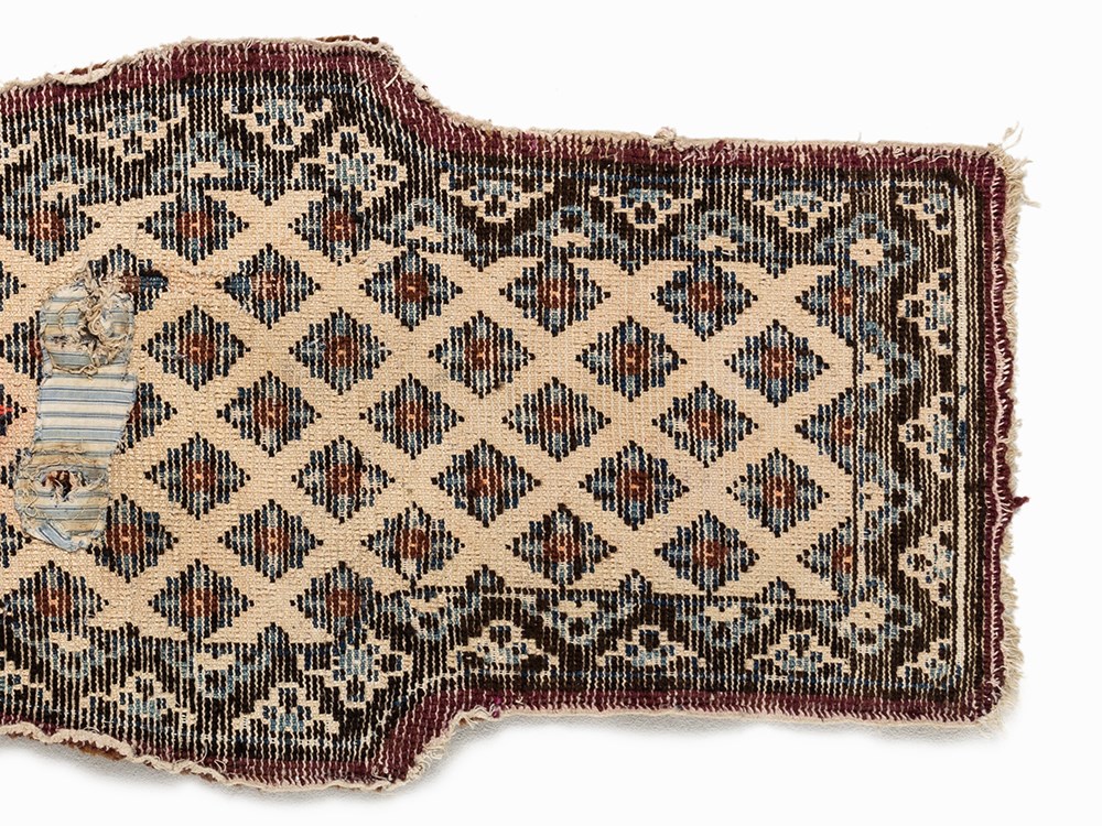 Saddle Carpet of Wool with Stylized Bats, Mongolia, 20th C.  Wool, leather  Mongolia, 20th century - Image 8 of 10