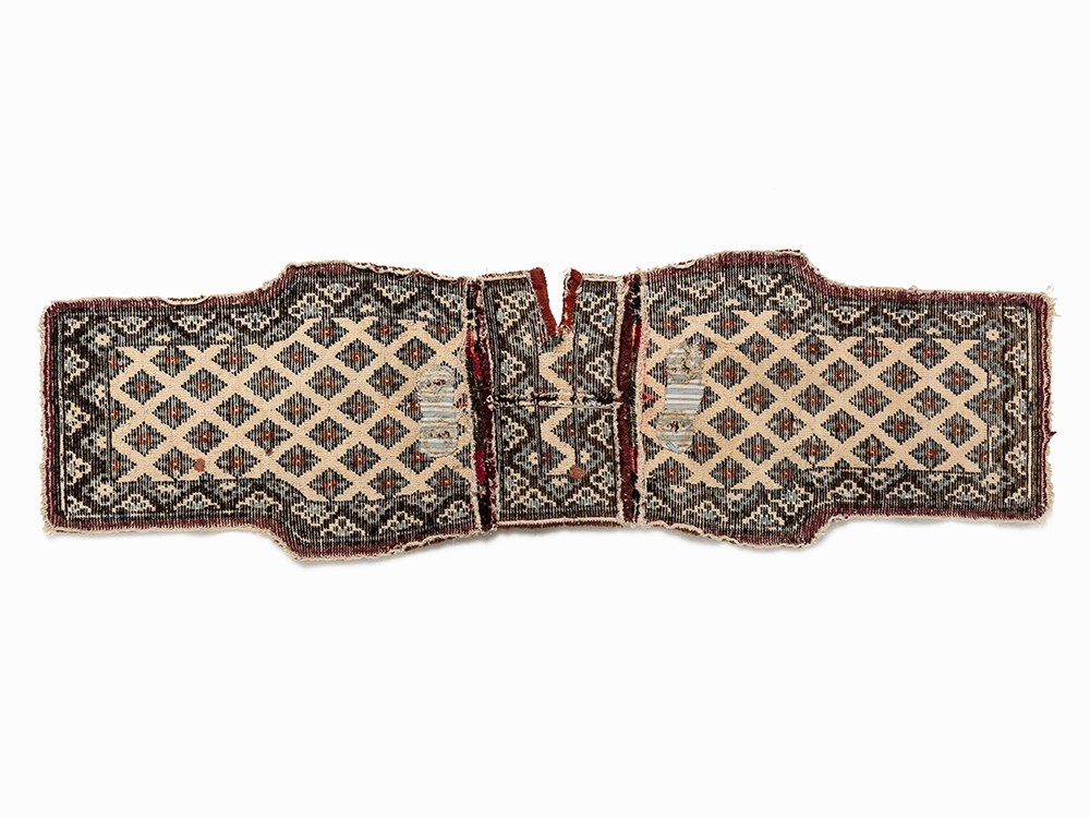 Saddle Carpet of Wool with Stylized Bats, Mongolia, 20th C.  Wool, leather  Mongolia, 20th century - Image 5 of 10