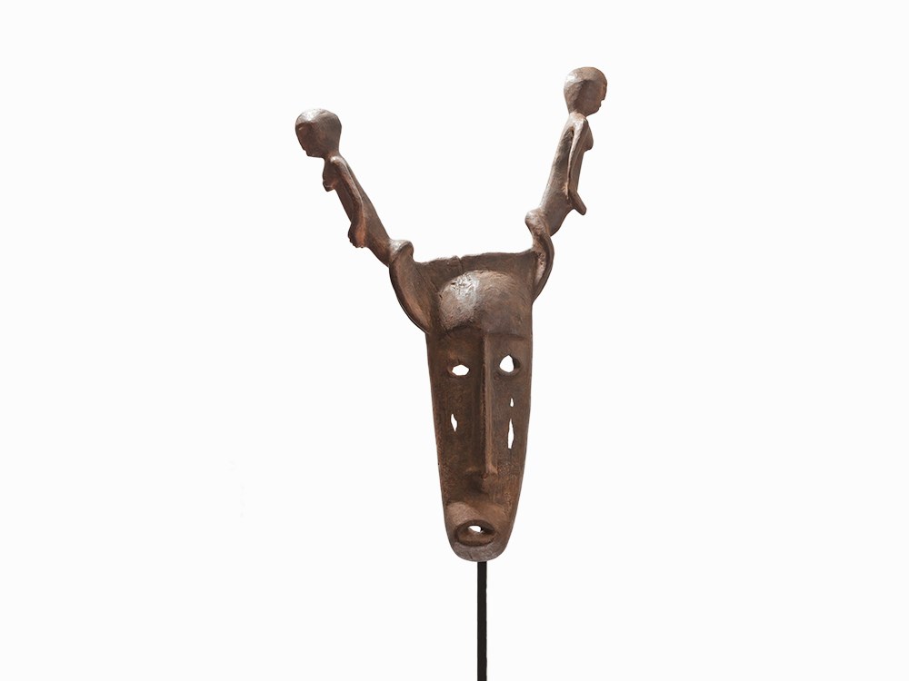 Dogon Dance Mask, Hombori Mountains, 1st Third 20th Century  Wood, brown patinated Hombori