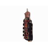 Turkoman Wedding Headdress, 19th/20th C.  Quilted cotton, glass beads, carnelians, metal, silver