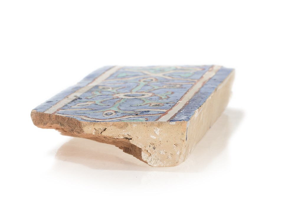 Timurid Cuerda Seca Pottery Tile, Samarkand, 15th Century  Rectangular tile in the cuerda seca - Image 5 of 10