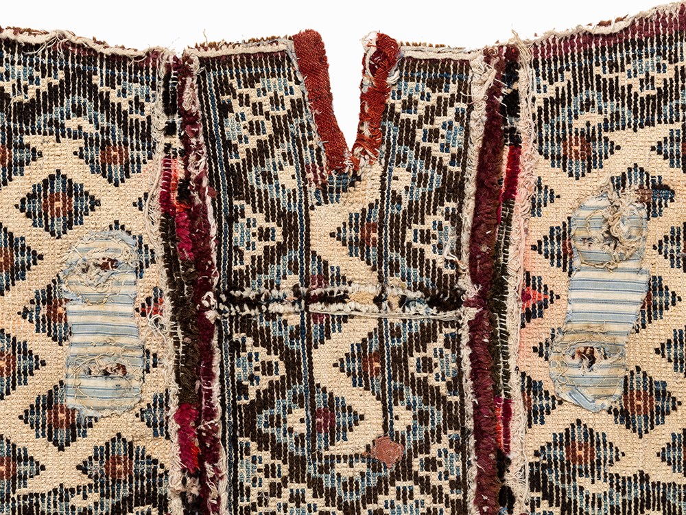 Saddle Carpet of Wool with Stylized Bats, Mongolia, 20th C.  Wool, leather  Mongolia, 20th century - Image 7 of 10