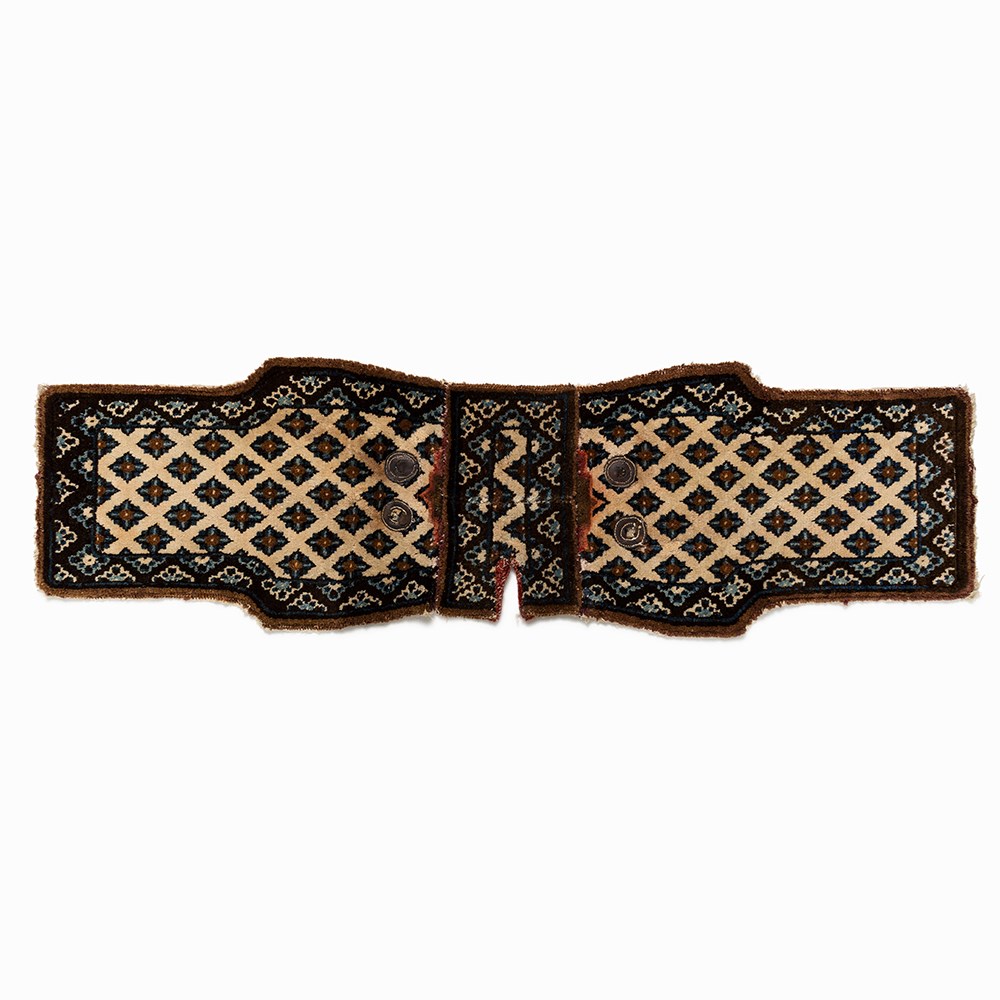 Saddle Carpet of Wool with Stylized Bats, Mongolia, 20th C.  Wool, leather  Mongolia, 20th century - Image 10 of 10