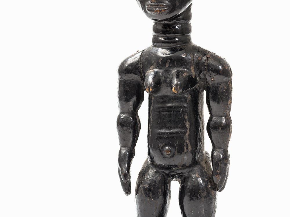 Atie, Female Figure, Ivory Coast  Wood Atie peoples, Ivory Coast Compact broad body with accentuated - Image 4 of 11