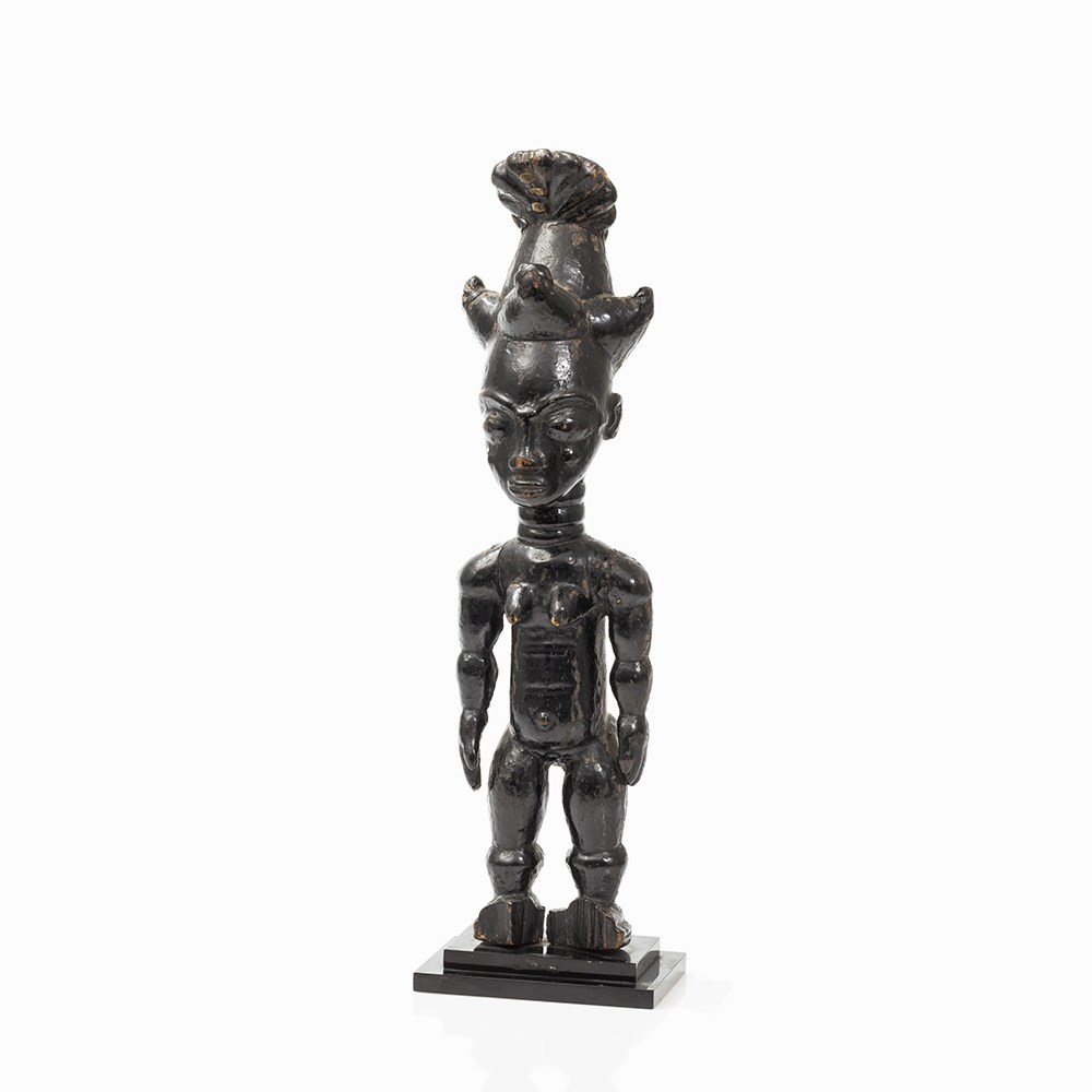 Atie, Female Figure, Ivory Coast  Wood Atie peoples, Ivory Coast Compact broad body with accentuated - Image 11 of 11