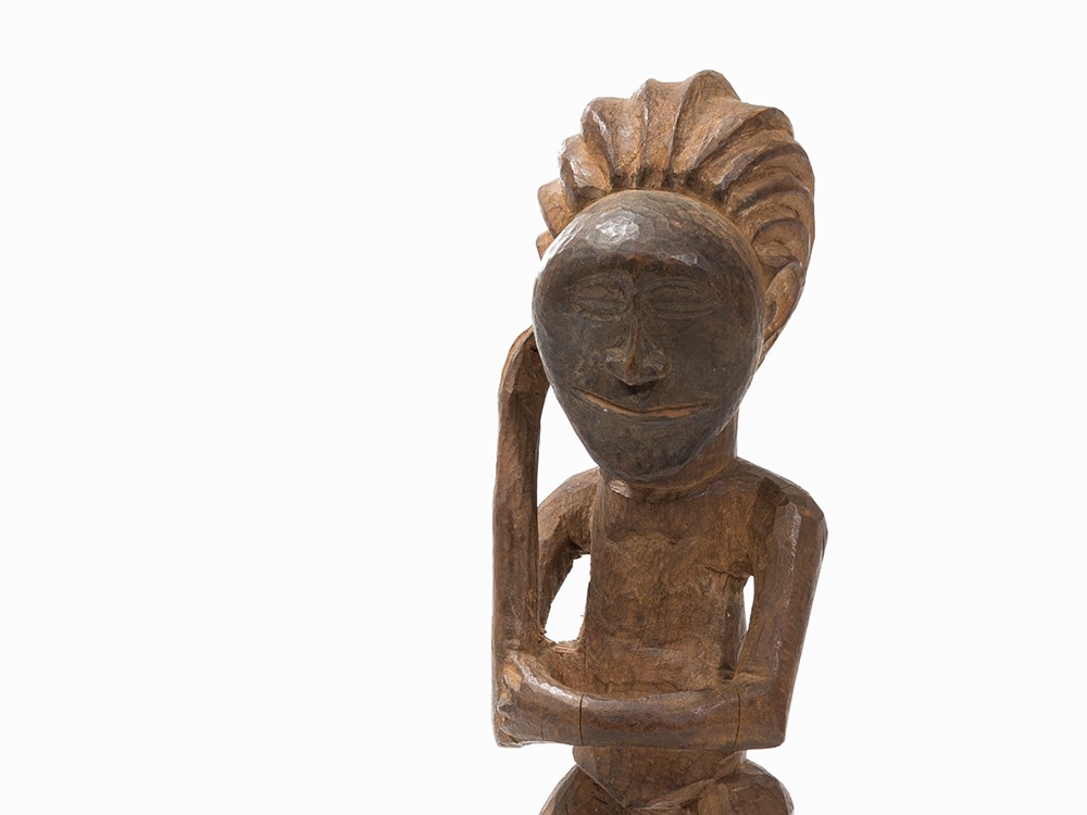 Nsapo-Nsapo, Standing Figure, D. R. Congo  Wood  Nsapo-Nsapo peoples, D. R. Congo Rising from a - Image 2 of 11