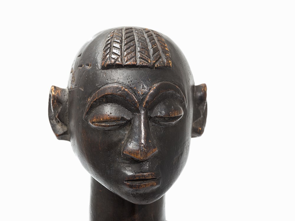 Luba, Male Figure, D. R. Congo, Early 20th C.  Light wood Luba peoples, D. R. Congo, early 20th - Image 3 of 11
