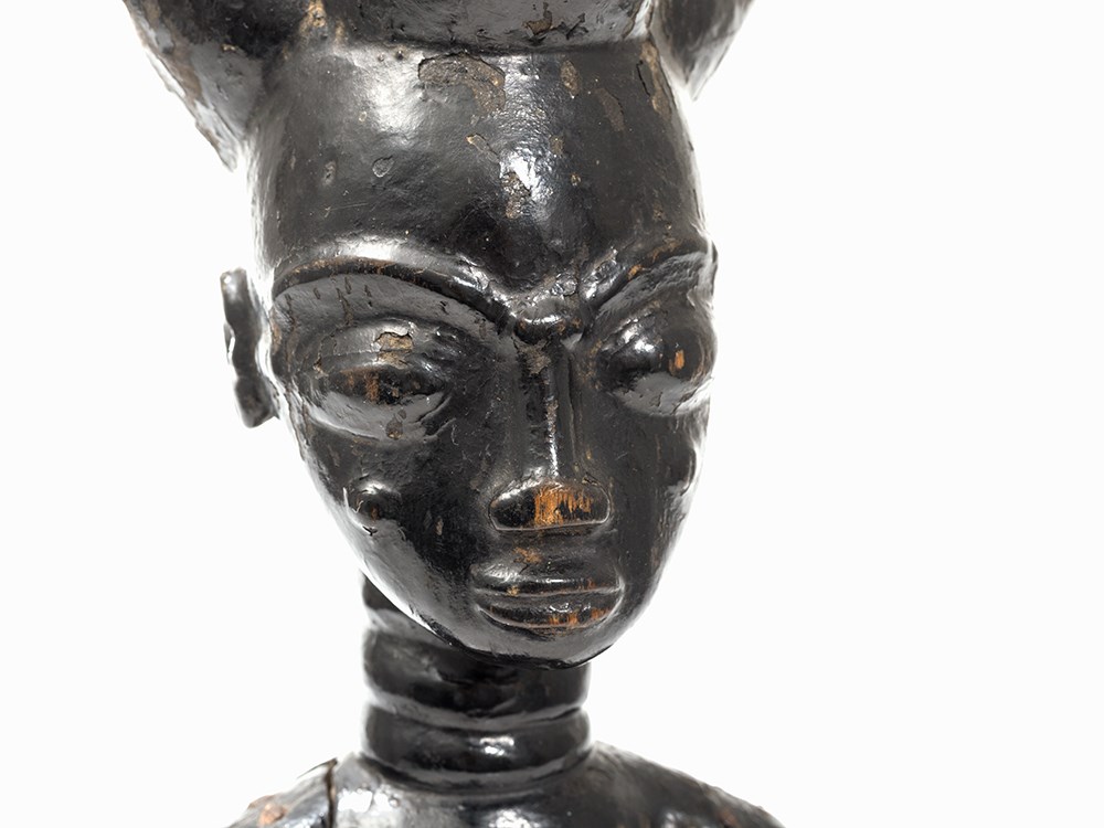 Atie, Female Figure, Ivory Coast  Wood Atie peoples, Ivory Coast Compact broad body with accentuated - Image 3 of 11