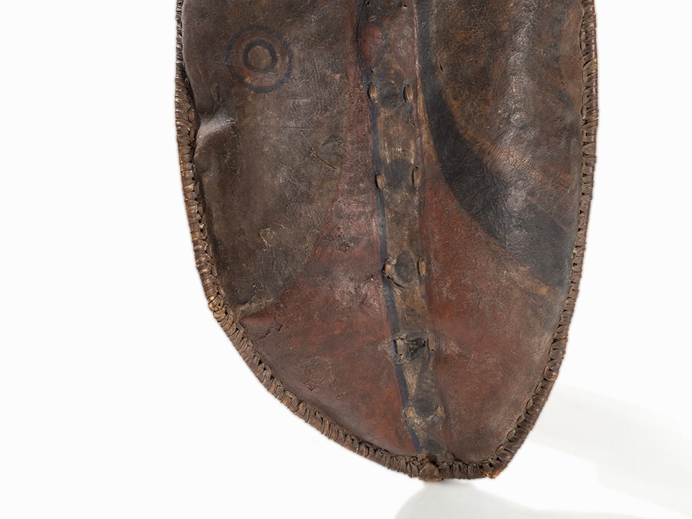 Masai, Warrior’s Shield, Kenya, Early 20th C.  Buffalo hide, wood, rattan, leather, pigment Masai - Image 3 of 11