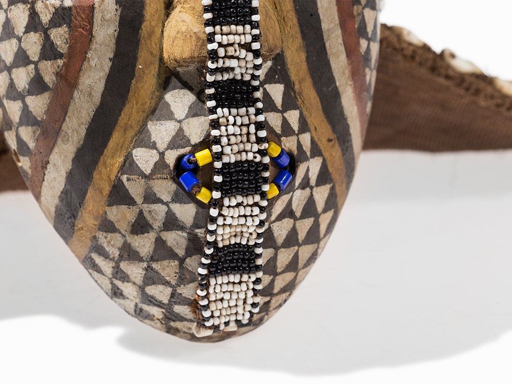 Kuba, ‘Ngady Amwaash’ Mask, D. R. Congo  Wood, glass beads, cowrie shells, raffia, pigment  Bushoong - Image 3 of 11