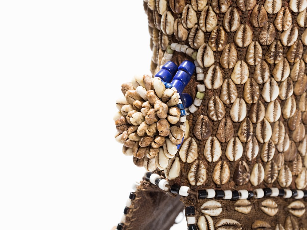 Kuba, ‘Ngady Amwaash’ Mask, D. R. Congo  Wood, glass beads, cowrie shells, raffia, pigment  Bushoong - Image 5 of 11