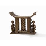 Asante, Important Prestige Stool, Ghana  Wood, brass Asante peoples, Ghana Rectangular seat with