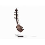 Mangbetu, Harp ‘Kundi’, D. R. Congo  Wood, leather and fiber cord Mangbetu peoples, D. R. Congo