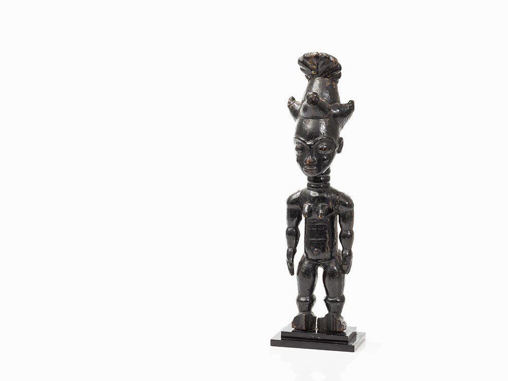 Atie, Female Figure, Ivory Coast  Wood Atie peoples, Ivory Coast Compact broad body with accentuated