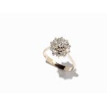Cluster Ring with Brilliant & 10 Swiss-Cut Diamonds, 18K Gold  18 karat white gold (acid tested)